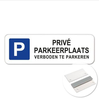 Privé Parkeerplaats 1-A - Weerbestendig Aluminium - 40x15 cm - Bevestiging: Met muur-/ wandmontage beugels