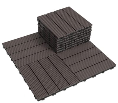WPC Terrastegels - Kliktegels Balkonvloer - Terras Aanleggen - Praktisch Drainagesysteem - 10 m² - Koffie