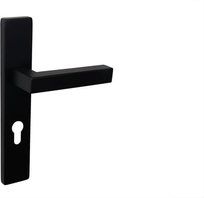 Lavuzo deurkruk Viterbo Zwart met rechthoekig schild PC72 | Per set | Industriele deurklink