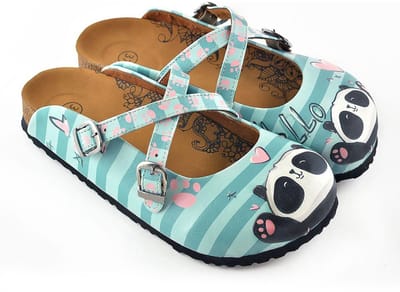 Goby Panda Clogs Dames - Vegan Leer - Handmade - Panda Print - Maat 38