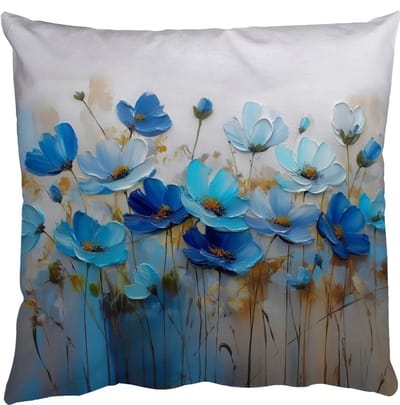 Sierkussens - Kussentjes Woonkamer - 50x50 cm - Bloemen - Schilderij - Blauw