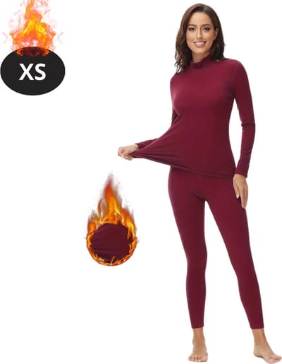 Bovista Thermokleding Dames - Thermobroek - Thermoset - Thermolegging - Winter - Thermoshirt - Bordeauxrood - XS