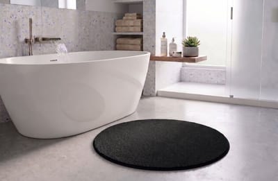 FLOORDIREKT Badmat SKY - Badmat in Vierkant & Rond - Antisliprug - Zwart - Rond - 120 cm