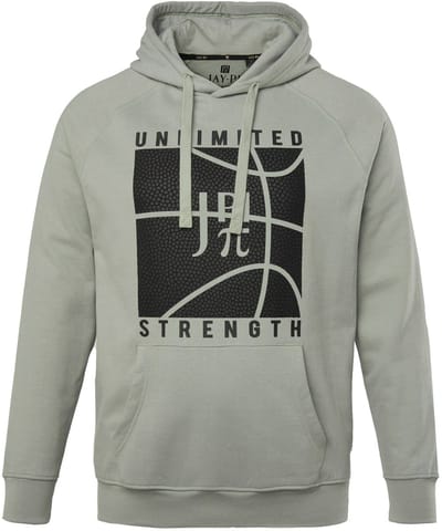 JAY-PI - Heren - Hoodie fitness sweater met capuchon basketbalprint - Muisgrijs - Maat 3XL
