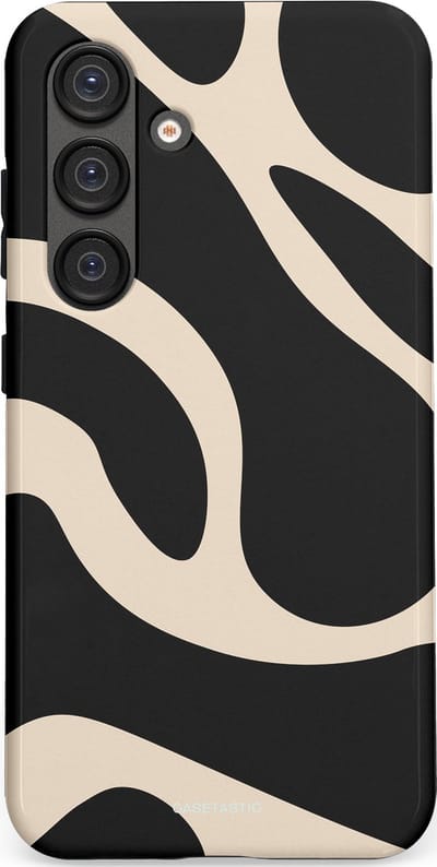 Casetastic hoesje geschikt voor Samsung Galaxy S25 - Dubbellaagse bescherming - Zwart Zand Organische Golven - Fashion Case - Zwart Zand