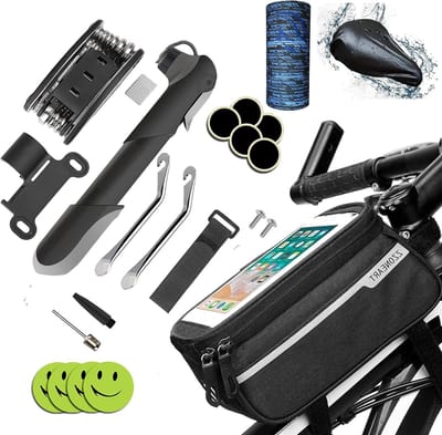 Fiets Gereedschapstas - Reparatieset Fiets - Onderweg Repareren - Met Telefoonhouder - 2.5 Liter - Zwart