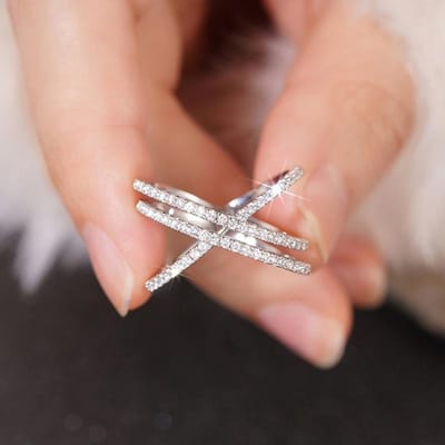 CAOSHI Kruis Design Ringen voor Vrouwen Sprankelende Verlovingsfeest Sieraden Elegante Zirkonia Vingeraccessoires 6 brown