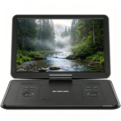 17,5" draagbare dvd speler - 15,6" HD Groot Graaibaar Scherm - voor in de auto - 4-6 Uur Speeltijd met Batterij - Geheugen-Afspeelfunctie - Ondersteuning USB/TF-kaart [Blu-ray niet Ondersteund]