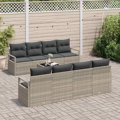 vidaXL - Bankstel - 7 - st - 6-Aantal - zitplaatsen - Lichtgrijs - poly - rattan