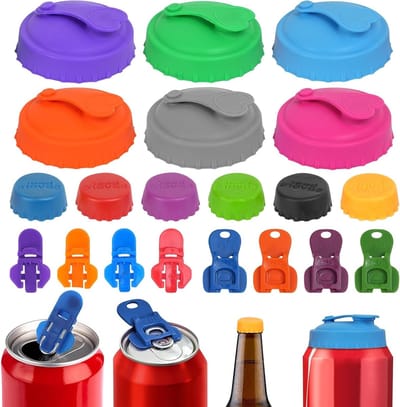 20 Stuks Herbruikbare Siliconen Deksel voor Drinkblikjes en Bierflessen met Openers, Ideaal voor Feestjes en Picknicks