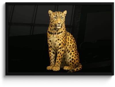 Poster in lijst - Fotolijst 90x60 cm - Posters - Panter - Realistisch - Bruin - Posterlijst zwart - Decoratie - Wanddecoratie woonkamer - Muurdecoratie slaapkamer