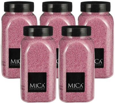 Mica Decorations decoratie zand - 5x - 650ml - roze - hobby zandkorrels - sierzand - voor windlichten
