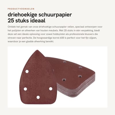 Dailygoods- Schuurpapier Set 25 Stuks - Schuurpapier Driehoek 9,9 x 14,9 cm - Korrel 40-3000 - Antistatisch - Voor Hout/Metaal - Hoogwaardige Aluminiumoxide - Schuurmachinepapier