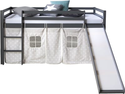 Homestyle4u Hoogslaper - 90x200 cm - Grijs - met glijbaan