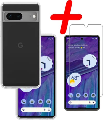 Hoesje Met Screenprotector - Geschikt voor Google Pixel 7 - Sterk & Shockproof - Back Cover - Siliconen Case - Telefoon Hoes - Transparant