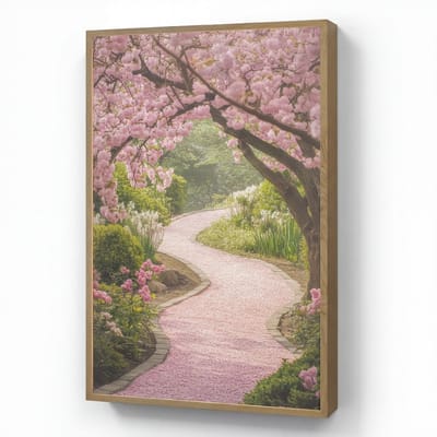 Wandlamp 60x90 cm - Oplaadbaar - Kersenbloesem - Natuur - Sakura - Pad - Japanse tuin - Wandlampen binnen woonkamer - Slaapkamer lamp - Decoratieve nachtlamp - Vloerlamp draadloos