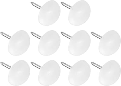 Meubelpootjes met Spijker (14mm) - 40 Stuks, Plastic Halve Cirkel Glijders voor Stoelen en Banken, Beschermende Pads in Wit voor Meubels