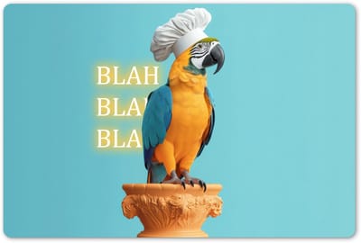 Placemats 45x30 cm - Placemat kunststof - 1 stuk - Papegaai - Koksmuts - Quote - Neon - Borden onderleggers - Decoratie voor op tafel - Keuken tafeldecoratie accessoires - Vinyl onderlegger - Tafelversiering