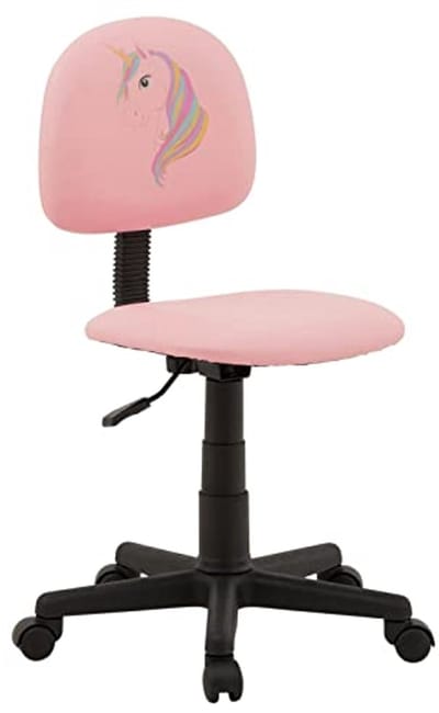 Ergonomische Roze Draaistoel voor Kinderen met Eenhoornmotief - Height Adjustable