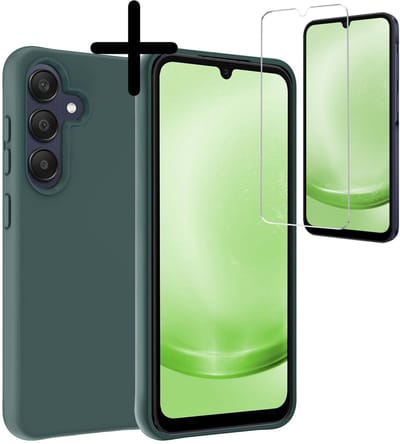 Hoesje Met Screenprotector - Geschikt voor Samsung Galaxy A26 - Sterk & Shockproof - Back Cover - Siliconen Case - Telefoon Hoes - Donkergroen
