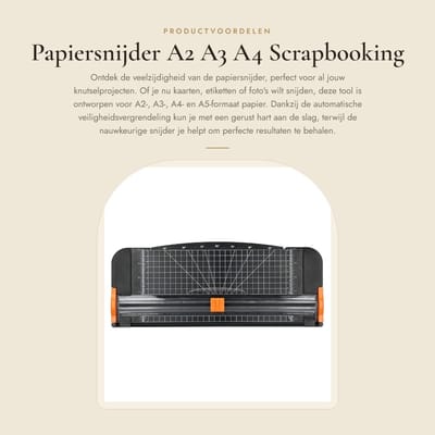 Dailygoods- Papiersnijder A2/A3/A4 - Snijmachine voor papier - Automatische veiligheidsvergrendeling - Nauwkeurige snijder - Lichtgewicht en veelzijdig - Slagvast en krasbestendig