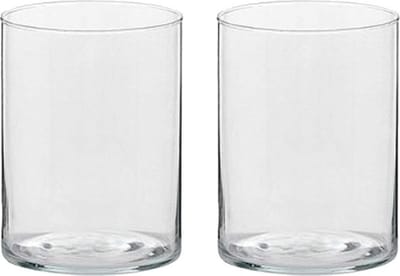 Trend Candles Theelichthouder - 2x - transparant - glas - hoog model - 5,5 x 6,5 cm - Glazen kaarsenhouders - Woondecoraties