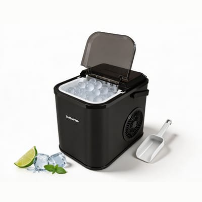 Swiss Pro+ IJsblokjesmachine - 2 Liter - 6-8 Min. - 12kg/24u -Draagbaar-Zelfreinigend- met IJsschep - Zwart - SP-ICE1100.WC