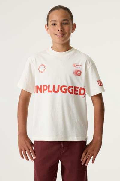 GARCIA Jongens Tekst Print T-shirt Wit Korte mouw
