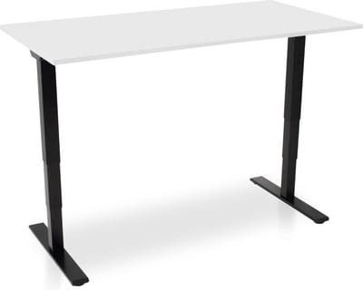 Zit-sta bureau elektrisch verstelbaar - MRC COMFORT NEN-EN 527 | 160 x 80 cm | frame zwart - blad wit | 130 cm hoog | 100KG draagvermogen