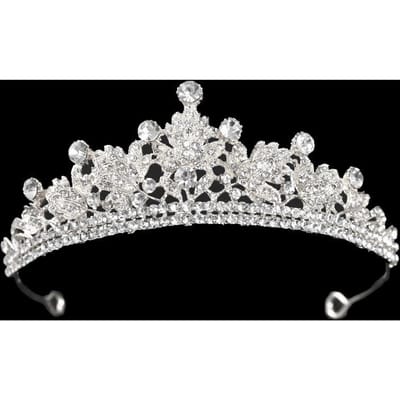High-end Zinklegering Bruids Blad Kroon Sterling Zilver Diamant Bloemen Bruiloft Feest Haar Kroon Haaraccessoires Hoofddeksel