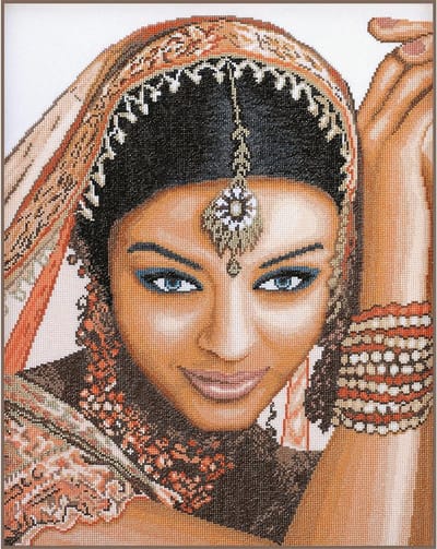 Lanarte Borduurpakket - Borduurset - Borduurpakket volwassenen - Telpakket kit - 39 x 49cm - Indische vrouw - PN-0008160