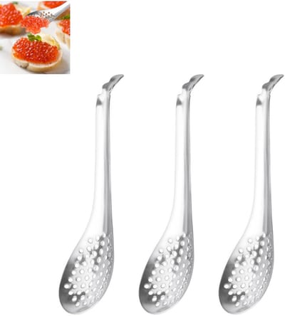 3 stuks - Lepel van roestvrij staal 304 - Titaniumgecoate multifunctionele fruitlepel - Lepelvergiet - 3-delige bollepel