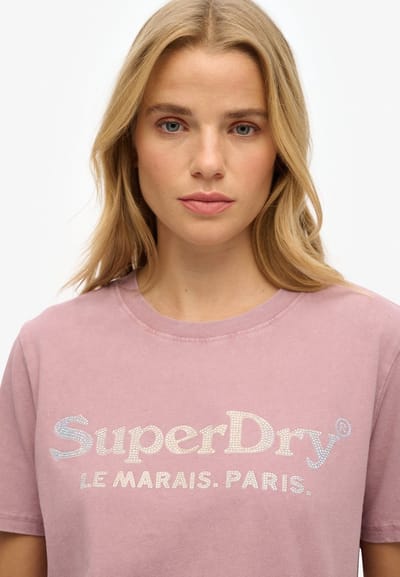 Superdry - Venue metallic T-shirt met relaxte pasvorm - Dames - T-shirts