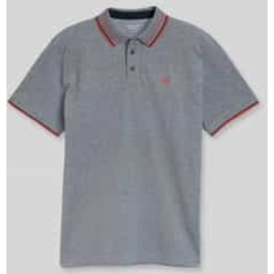 Tom Tailor - Piqué poloshirt met logo-print - Maat XXL - navy white two tone pique
