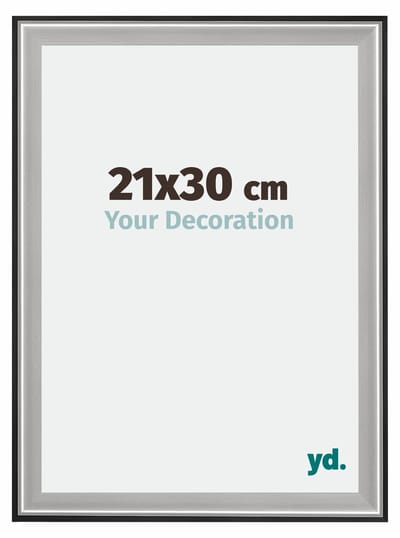 Your Decoration - Fotolijst 21x30 cm - Hout - Zwart Zilver Gepolijst - Birmingham