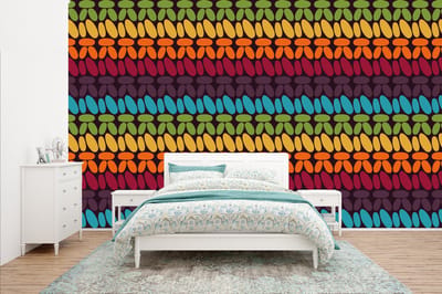 Behang - Fotobehang Haakpatronen - Retro - Regenboog - Breedte 400 cm x hoogte 240 cm