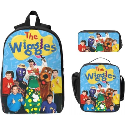 3 Stuks The Wiggles Schooltassen Set voor Jongen Meisje Etui Rugzak Sets met Lunchbox Voor Basisschool Leerlingen Daypack blue