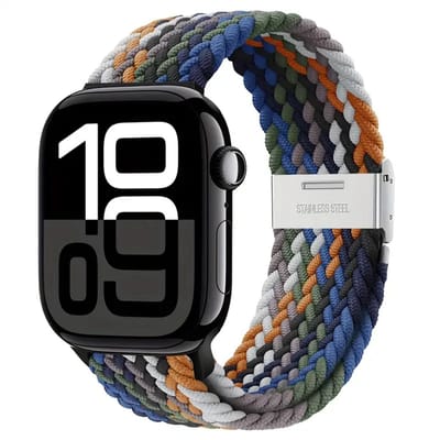 Watch band - geweven in de kleur gemengde kleuren 2 - 42/44/45/46/49mm - Nylon bandje geschikt voor Apple Watch - Geschikt als Apple watch bandje voor Series 1/2/3/4/5/6/7/8/9/10/SE/Ultra