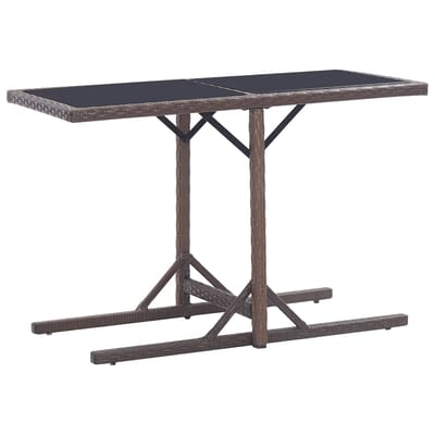 vidaXL - Tuintafel - 110x53x72 - cm - glas - en - poly - rattan - bruin