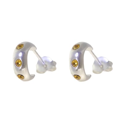 Behave – Oorbellen – 925 Sterling Zilveren Kleine Oorring met Licht Bruin Topaz Kristal steentjes