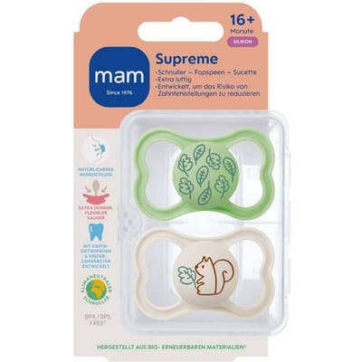 MAM Supreme Silikon Fopspeen 16+ mnd Beige 2 stuks