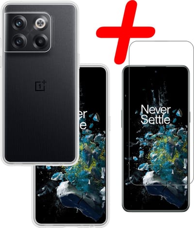 Hoesje Met Screenprotector - Geschikt voor OnePlus 10T - Sterk & Shockproof - Back Cover - Siliconen Case - Telefoon Hoes - Transparant