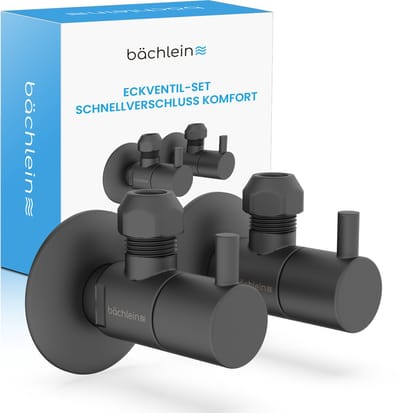 Hoekventielset Snel sluiting - Comfort - Set van 2 - mat zwart