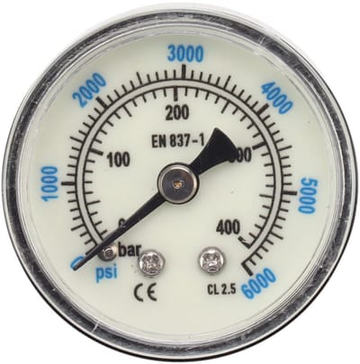 Dailygoody - CO2-manometer - Luchtdrukmeter - Dubbele schaal - 6000 psi - Mechanische manometer - Geschikt voor gas- en waterdrukmeting - Compact