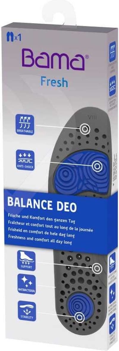 Bama Balance Deo voetbed, inlegzolen met ademende, antibacteriële hoes voor meer frisheid, unisex, zwart - 36