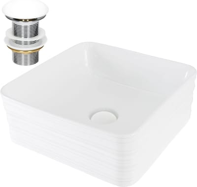 Wastafel incl. afvoerset wit zonder overloop 39x39x15 cm wit keramiek LuxeBath
