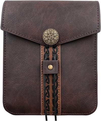 Retro Middeleeuwse Heuptas van Faux Leer voor LARP, SCA en Historische Kostuums - Bruin Accessoire voor Renaissance Evenementen