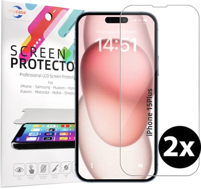 Screenprotector - Geschikt voor iPhone 15 Plus Tempered Glass - 2 stuks screen protector – beschermglas