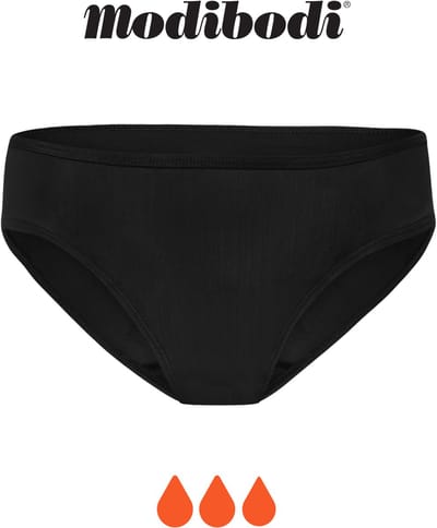 Modibodi Menstruatie Zwemkleding Tiener Super Absorberend Bikinibroekje Zwart Y08-10