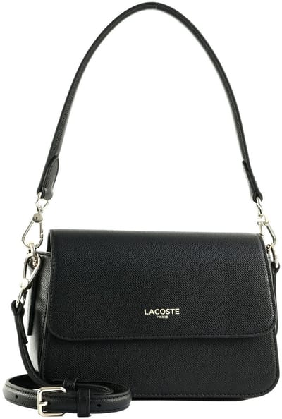 LACOSTE Leren schoudertas Champs-Élysées Flap Crossover Bag Noir zwart
